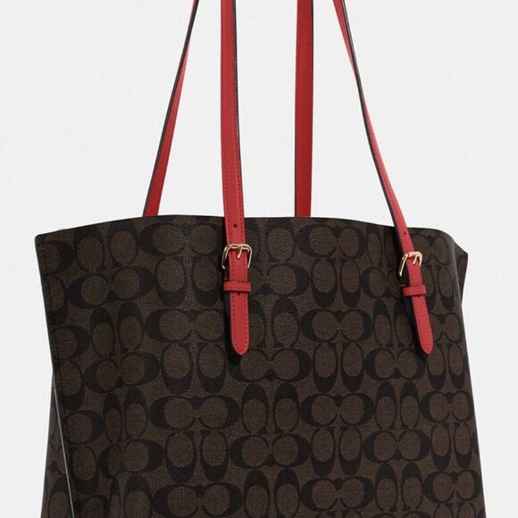 Coach Signature Canvas Mollie Gallery Tote Red/Gold - Picture 6 of 6